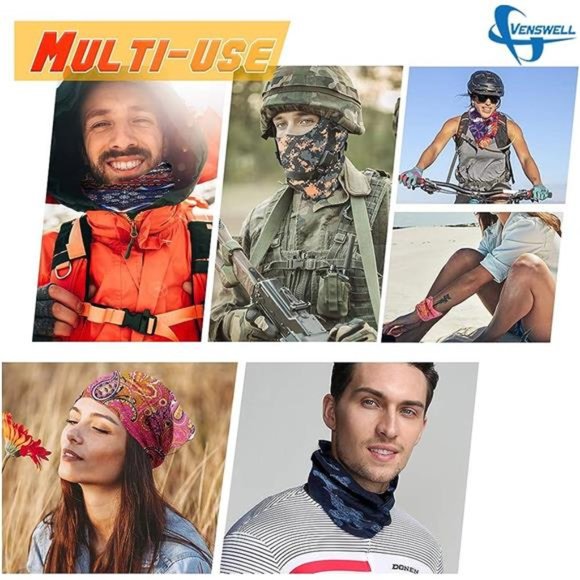 6Pcs Neck Gaiter Face Mask Men Women,Seamless Bandana Rave Face Cover Scarf Mask - Picture 5 of 6